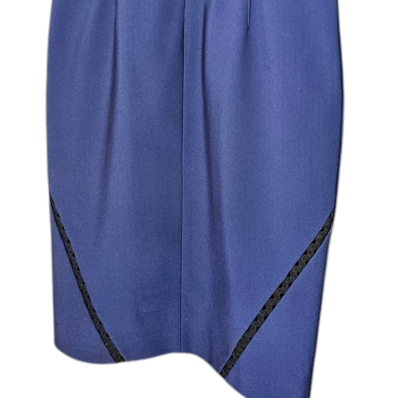 Yigal Azrouel Sleeveless Cutout Bodycon Blue Black Midi Dress Size 8 - Picture 7 of 12